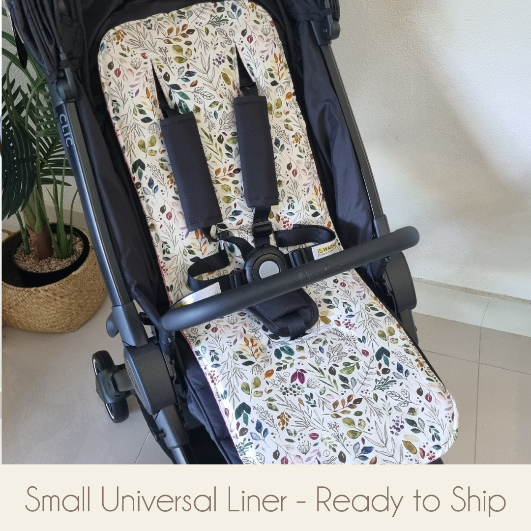 Small Universal and reversible pram liner with matchign strap covers - Ready to ship